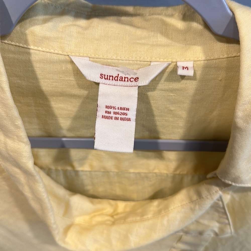 Sundance 100% Linen Button Front Shirt Maize Medium - Picture 2 of 5